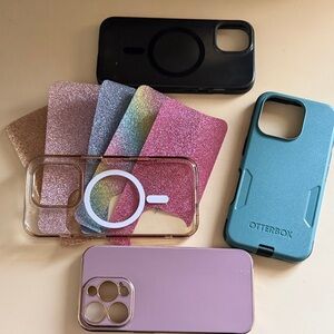 iPhone 16 pro cases: Black, Pink, and Teal Phone Case Set